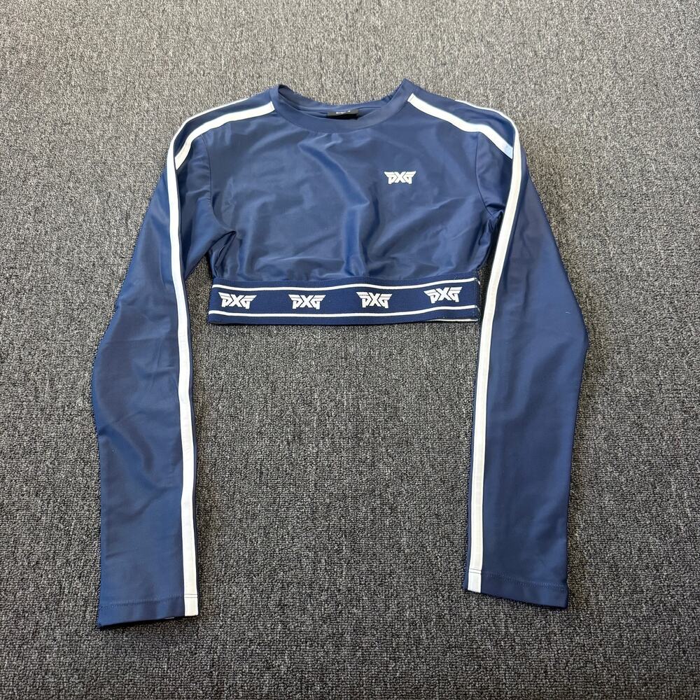 Vintage Y2k Pxg Golf Logo Navy Athletic Crop Longsleeve Women's Medium Nwt